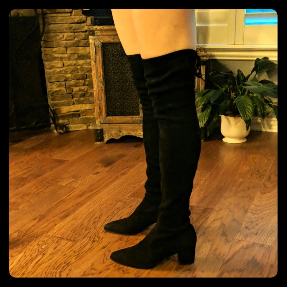 Stuart Weitzman Over the Knee Black Suede Boots